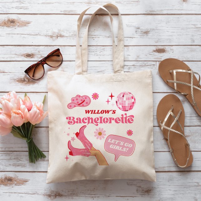 Sista Disco Rodeo Sängvätning Favors Tygkasse (Pink Cowgirl Bachelorette Tote Bag)