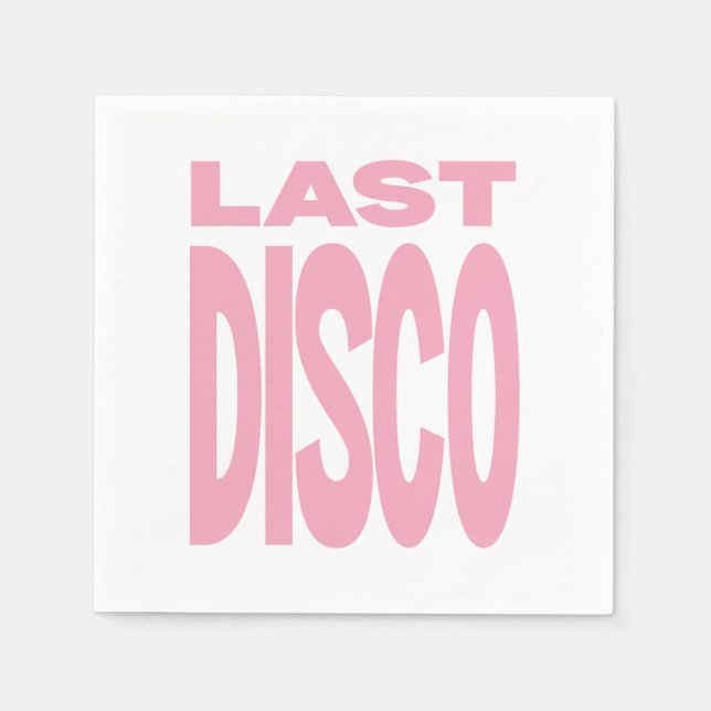 Sista Disco Rosa Henparty Bröllop Pappersservett (Framsidan)