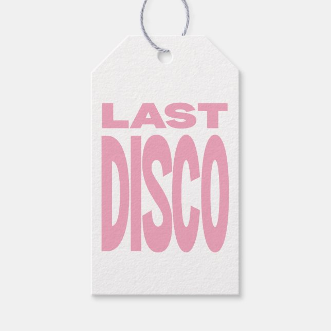 Sista Disco Rosa Henparty Bröllop Presentetikett (Framsidan)