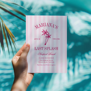 Sista doppet Beach Palms Hot Pink Möhippa Inbjudningar