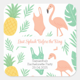 "Sista doppet"-dekal med palmer, badkläder Fyrkantigt Klistermärke