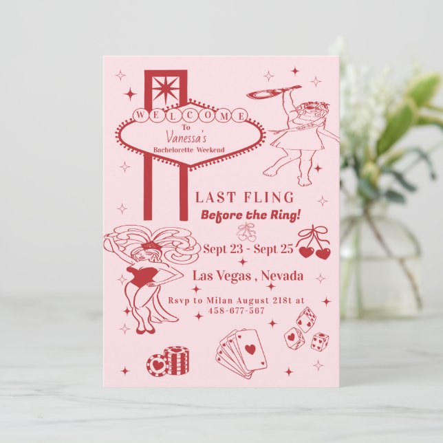 Sista festligheterna i Las Vegas möhippa schema Inbjudningar (Stående Fram)