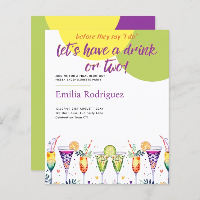 Sista Fiesta Drinkar Sjungmö Bröllopsfest (Fram/baksida)