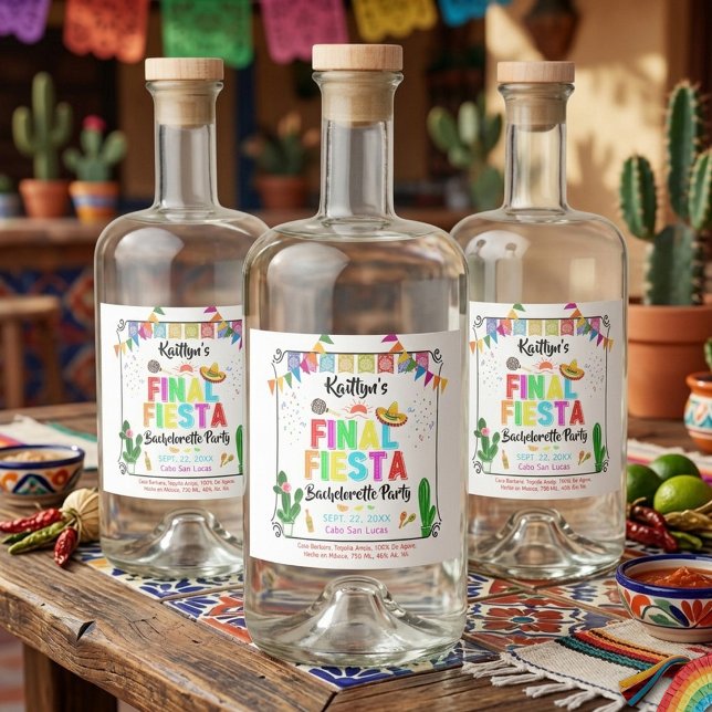 Sista Fiesta Mexicana Möhippa Spritflaskor Etikett (Skapare uppladdad)