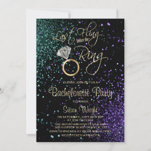 Sista Fling Bachelorette Party in Teal & Lila Inbjudningar