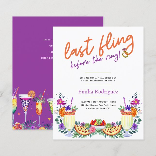 Sista flingfesten cocktails tacos möhippa (Fram/baksida)