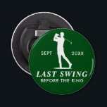 Sista gången före Ring Golf Bachelor Flasköppnare<br><div class="desc">Den sista svängningen före svit i Ring är en raffinerad, golfinspirerad svamlare helg som blandar parfym med en aning lekfull anda. Med en djärv golfsiluett i djup grönt och skarp vit, så ger den här samlingen perfekten på ett klassat firande på kursen. Med rent linjer, atletiskt flluft och tidlös typografi...</div>