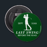 Sista gången före Ring Golf Bachelor Flasköppnare<br><div class="desc">Den sista svängningen före svit i Ring är en raffinerad, golfinspirerad svamlare helg som blandar parfym med en aning lekfull anda. Med en djärv golfsiluett i djup grönt och skarp vit, så ger den här samlingen perfekten på ett klassat firande på kursen. Med rent linjer, atletiskt flluft och tidlös typografi...</div>
