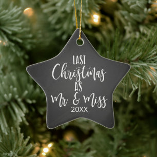 Sista julklappar som Mr och Miss christmas Julgransprydnad Keramik