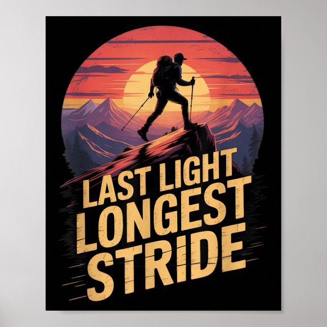 Sista ljus längst steglängd Solnedgång vandring Be Poster (Framsidan)