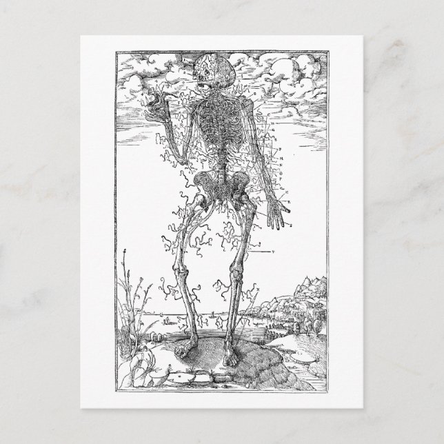 Sista Nerven - Halloween-skelett Vykort (Framsida)