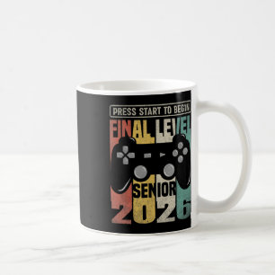 Sista nivån Senior 2026 Tryck Start Gamer Stil 1 Kaffemugg