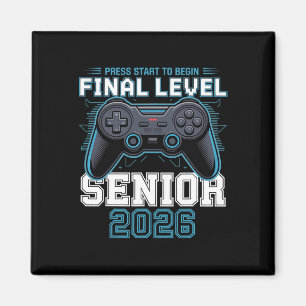 Sista nivån Senior 2026 Tryck Start Gamer stil Magnet