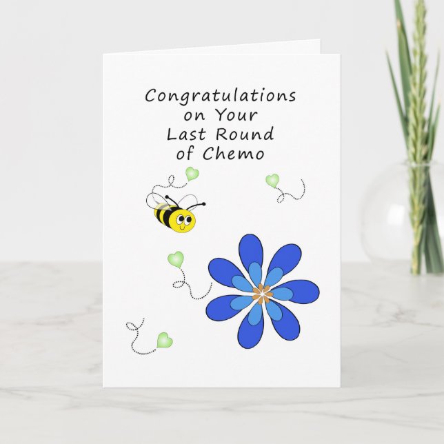 Sista omgången Chemo-Humla, blommor och hjärtan Kort (Framsida)