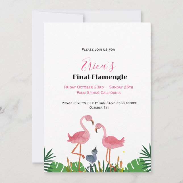 Sista resvägen Flamengo Bachelorette & helg Inbjudningar (Framsida)