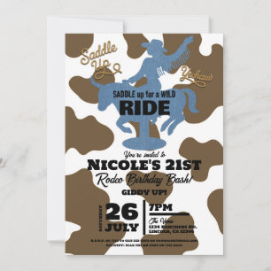 Sista Ridån Denim Cowgirl Western Födelsedagsfest Inbjudningar