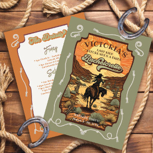 Sista Ride Rodeo Cowgirl Bachelorette Party Inbjudningar