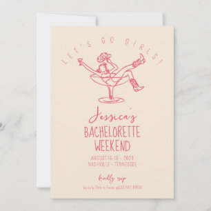 Sista rodeo Bachelorette Helg Funky hand plockade Inbjudningar