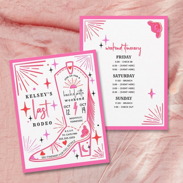 Sista Rodeo Cowgirl Sällskapsfest Itinerary Inbjudningar (Skapare uppladdad)