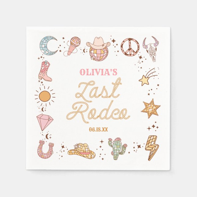 Sista Rodeo Disco Cowgirl Sällskapsfest Pappersservett (Framsidan)