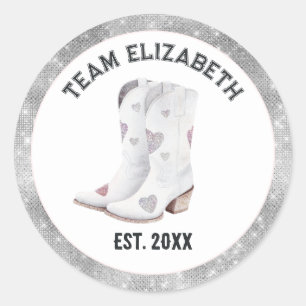 Sista Rodeo Glitter Heart Cowgirl Stövlar Team Bru Runt Klistermärke