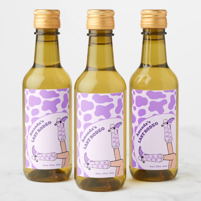 Sista Rodeo Lila Cowgirl Bröllopsduschfest Vinetikett (Flaskor)