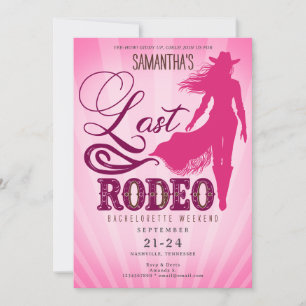 Sista Rodeo Rosa Cowgirl Nashville Möhippa Inbjudningar