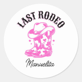 Sista rodeo Rosa Cowgirl Sängkammarparty Runt Klistermärke