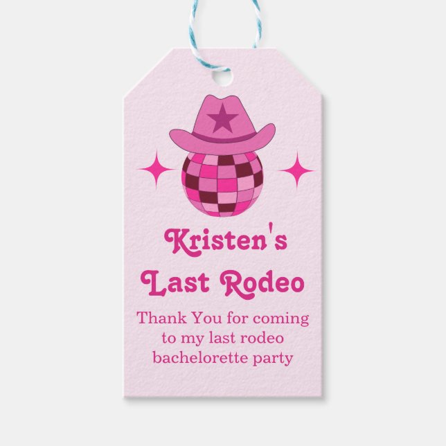 Sista Rodeo Rosa Disco Cowgirl Möhippa  Presentetikett (Framsidan)