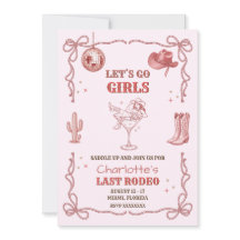 Sista Rodeo Sängkammarbrud Disco Cowgirl Inbjudan