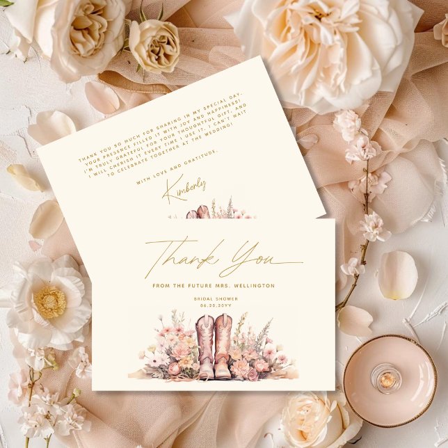 Sista Rodeo Stövlar Blommig Cowgirl Bröllopsfest Tack Kort (Skapare uppladdad)