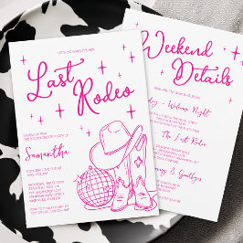 Sista Rodeon Rosa Cowgirl Sällskapsfest Helg Inbjudningar