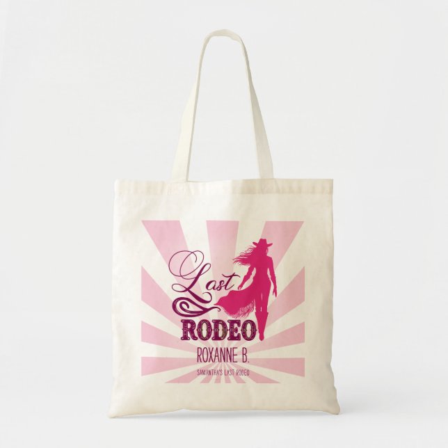 Sista Rodeon Rosa Röd Cowgirl Nash Bash Möhippa Tygkasse (Framsidan)