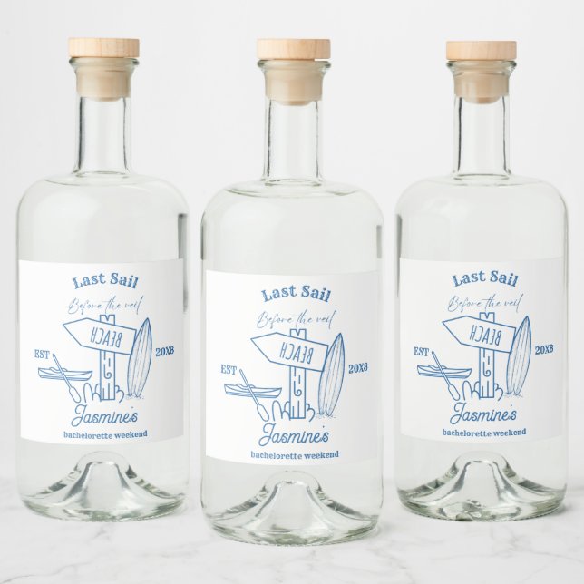 Sista segeln före slöjan Bachelorette helg Spritflaskor Etikett (Flaskor)