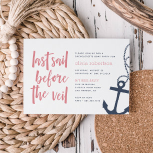 Sista segeln före Veil Boat Bachelorette-partiet Inbjudningar