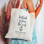 Sista segeln före Veil Boat Bachelorette-partiet Tygkasse<br><div class="desc">Gratulera till din bachelorette helg,  komma undan eller båt party med denna unika anpassningsbar tote bags. Personligens utformning har en marin blå bakgrund med "sista segeln före slöjan" i handskisserade bokstäver och en illustration av nautisk ankarpunkt. Anpassa med brudens namn,  år och destination.</div>