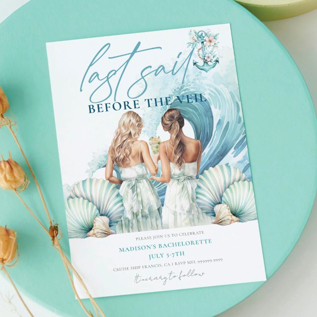 Sista segeln före Veil Cruise Bachelorette Inbjudningar (Skapare uppladdad)