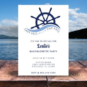 Sista segeln före Veil Helm Bachelorette-partiet Inbjudningar