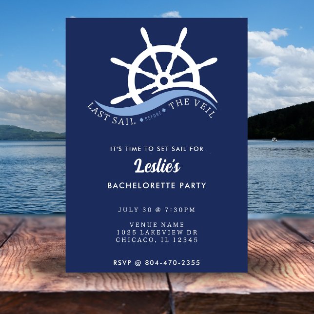 Sista segeln före Veil Helm Bachelorette-partiet Inbjudningar (Last Sail Before the Veil Helm Bachelorette Party Invitation
)