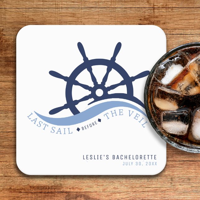 Sista segeln före Veil Helm Bachelorette-partiet Underlägg Papper Kvadrat (Last Sail Before the Veil Helm Bachelorette Party Square Paper Coaster
)