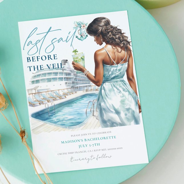 Sista segeln före Veil Lux Cruise Bachelorette Inbjudningar (Skapare uppladdad)