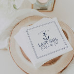 Sista segeln före Veil Nautical Bachelorette Pappersservett<br><div class="desc">Ställ in platsen för din nautiska eller roterande bachelorette-fest med den söta personligen party-servetter. Utformningen har en marin blå frakt som är täckt av ett litet hjärta, med två linjer anpassningsbar text nedanför, som visas med "Sista segeln före slöjan". Lägg till namn-kurvorna för bruden ovanpå. Färg kan ändras för att...</div>