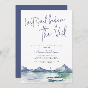 Sista segeln före Veil Nautisk Modern Bachelorette Inbjudningar