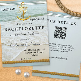 Sista segeln före Veil QR Bachelorette Helg Inbjudningar
