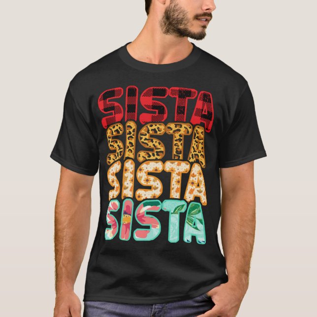 Sista Sister Leopard Red Play Solros Morsa T Shirt (Framsida)
