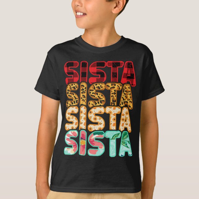 Sista Sister Leopard Red Play Solros Morsa T Shirt (Framsida)