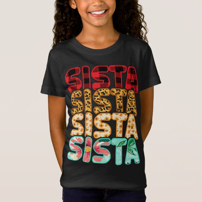 Sista Sister Leopard Red Play Solros Morsa T Shirt (Framsida)