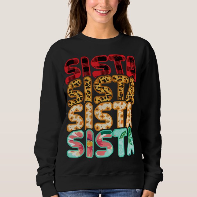 Sista Sister Leopard Red Play Solros Morsa T Shirt (Framsida)