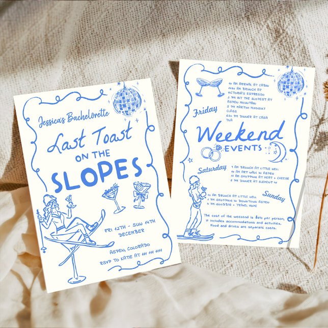 Sista skål på backen möhippa-helg inbjudningar (Skapare uppladdad)