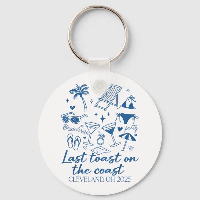 Sista skål på kustbröllopet Bachelorette Beach Par Nyckelring (Framsida)